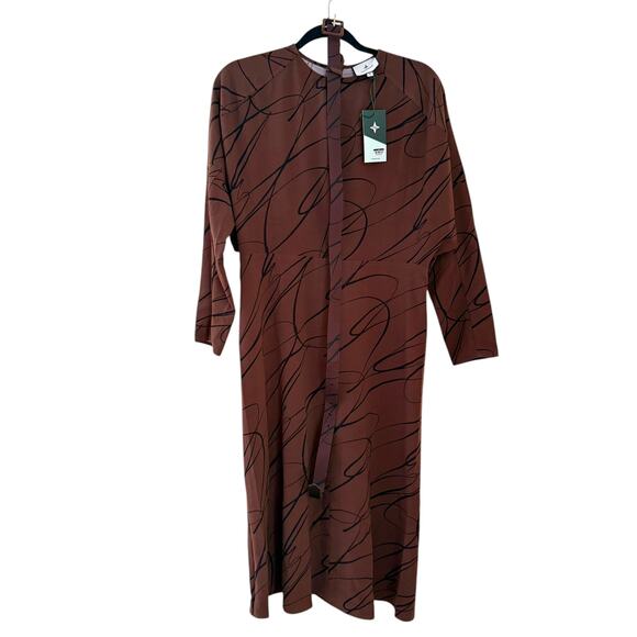 \NWT Tuckernuck Women's Chocolate Twombly Bex Midi Dress Size Medium Waist Belt - Picture 2 of 6